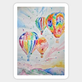 Hot Air Balloons Watercolor Painting Sticker